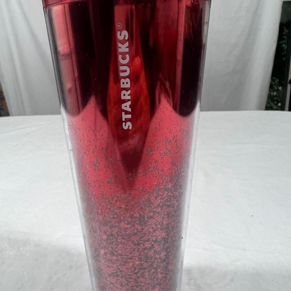 Starbucks 3019 Holiday Season Red Cascading Glitter 24 oz Cold Cup